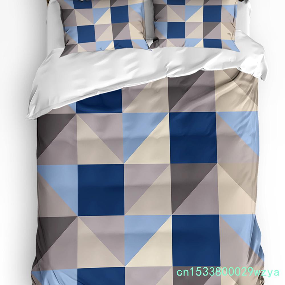 Geometric Red Black Gray Solid Abstract 3pcs Bedding Set For Double Bed Home Textile Duvet Cover Quilt Cover Pillowcase