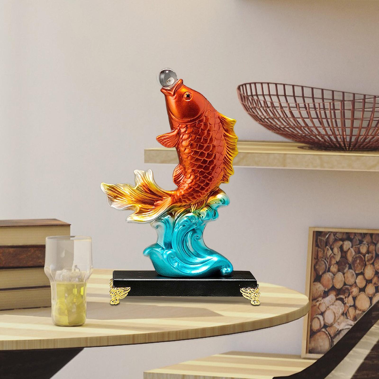 

Koi Fish Statue Resin Collection Tabletop Ornament Prosperity Sculpture for New Year Entrance Shelf Office Table Centerpiece червоний