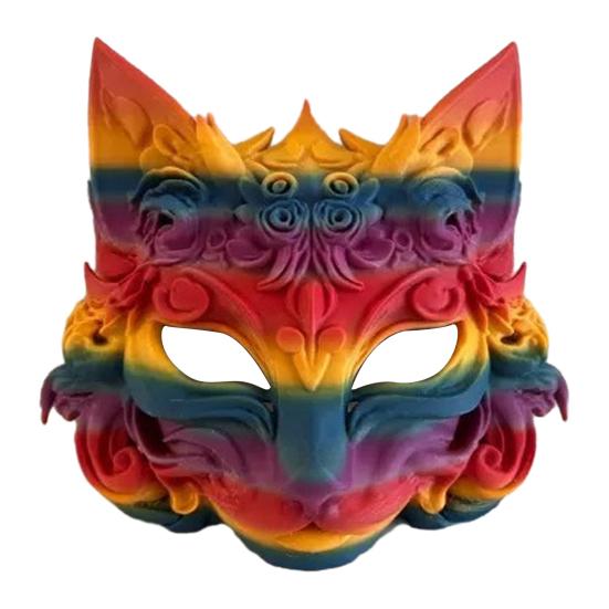Fox Masque Plastic Fox Cat Animal Cosplay Half Face Masque for Halloween Masquerade Party Costume Accessory