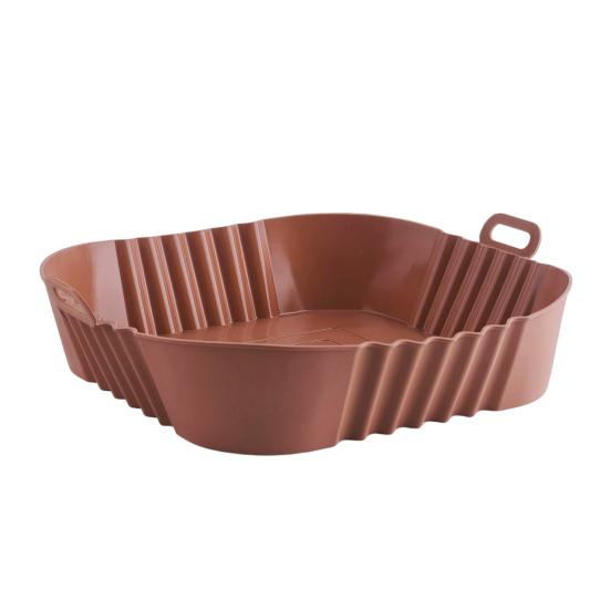 Rectangle Silicone Fryer Liner with Dual Handles Dishwasher Safe Non Stick Food Grade Heat Resistant Reusable Oven Baking Tray Basket Bowl