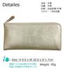 HARUBE Kyoto Naniwaya Genuine Leather Yuzen Dye Slim Long Wallet for Women L-Zip #64-612 "Mont Carnival" (Oak Gold)