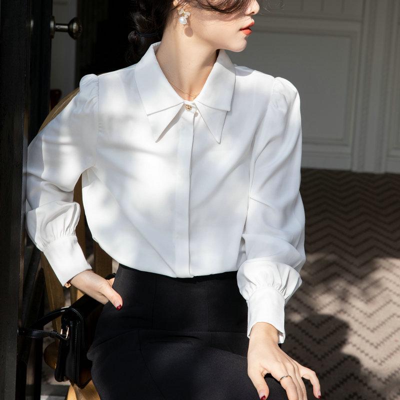 2025 Spring Women’s Korean Style White Shirt: Lightly Mature Inner Wear