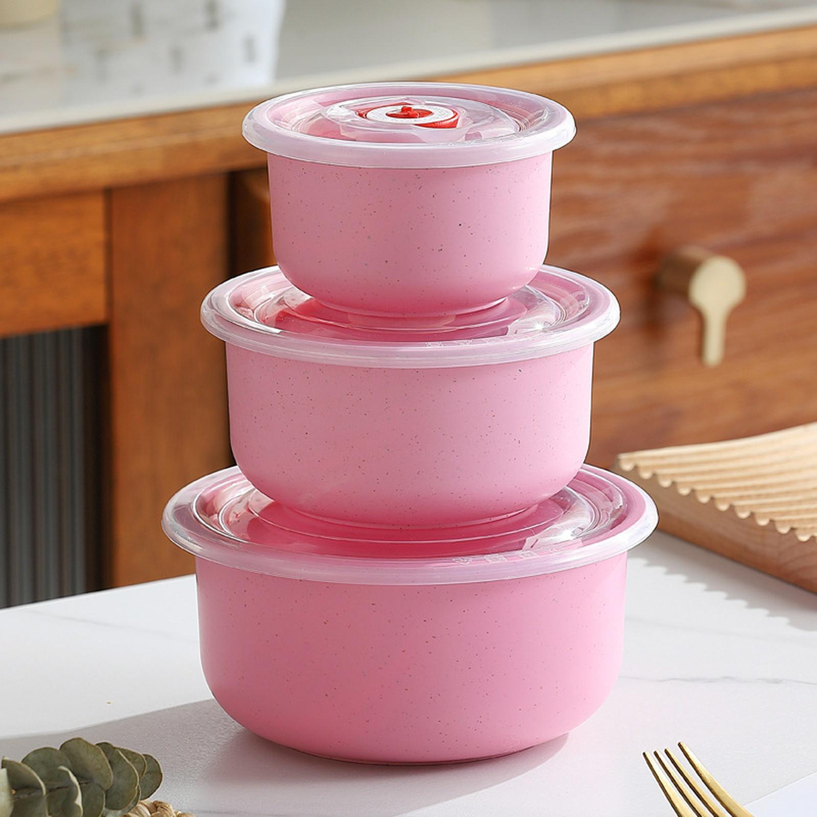 

Food Grade PP Storage Containers with Airtight Lids Set of 3 Round Food Storage Bowls for Refrigerator Vegetable and Dry Food Preservation one size