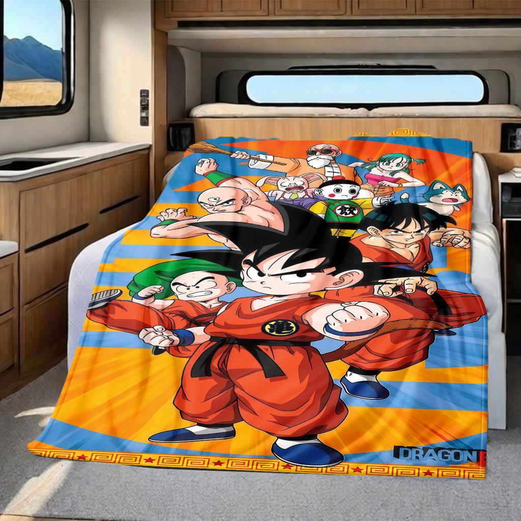 1 Stück Son Goku Druck Flanelldecke, Hohe Qualität für alle Jahreszeiten, Heimdekoration, Wärme und Komfort, Perfekt für Weihnachtsgeschenke