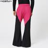 INCERUN Men Zip-up Waist Stitching Patchwork Casual Long Flare Trousers Pants