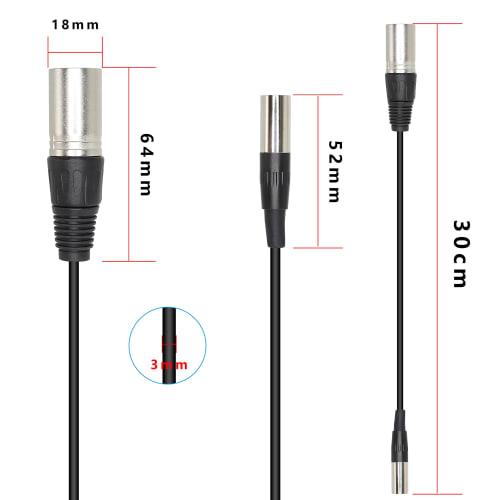 MEIRIYFA Mini XLR Microphone Cable, 3-Pin To 3-Pin for BMPCC 4K Camera, Video Assist 4K & 8K (1ft/0.3M)
