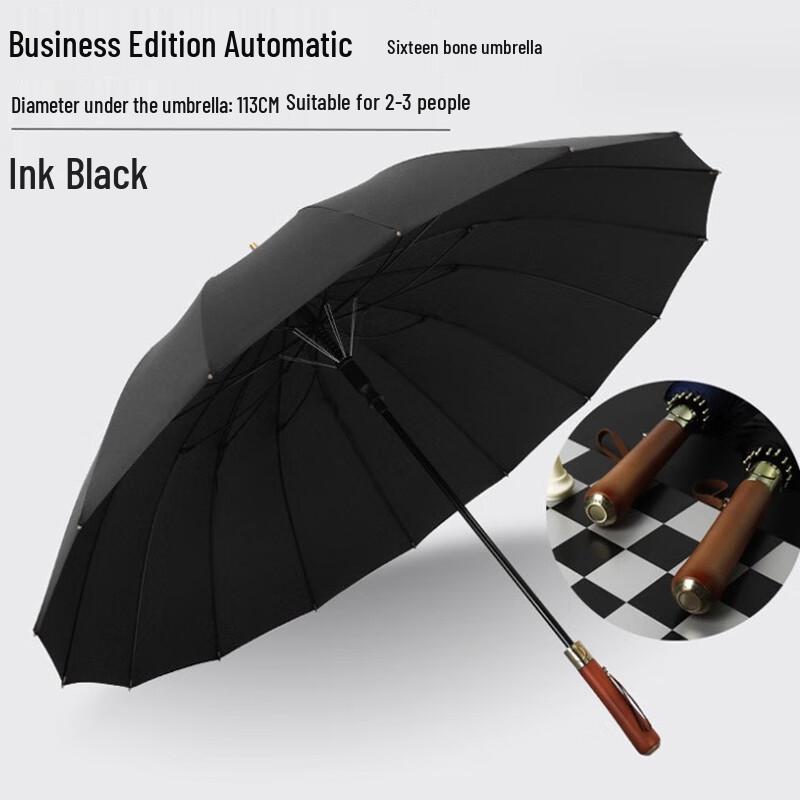Nanqiao Large 16-Rib Windproof Long-Handle Umbrella 25 inch, 16 Ribs