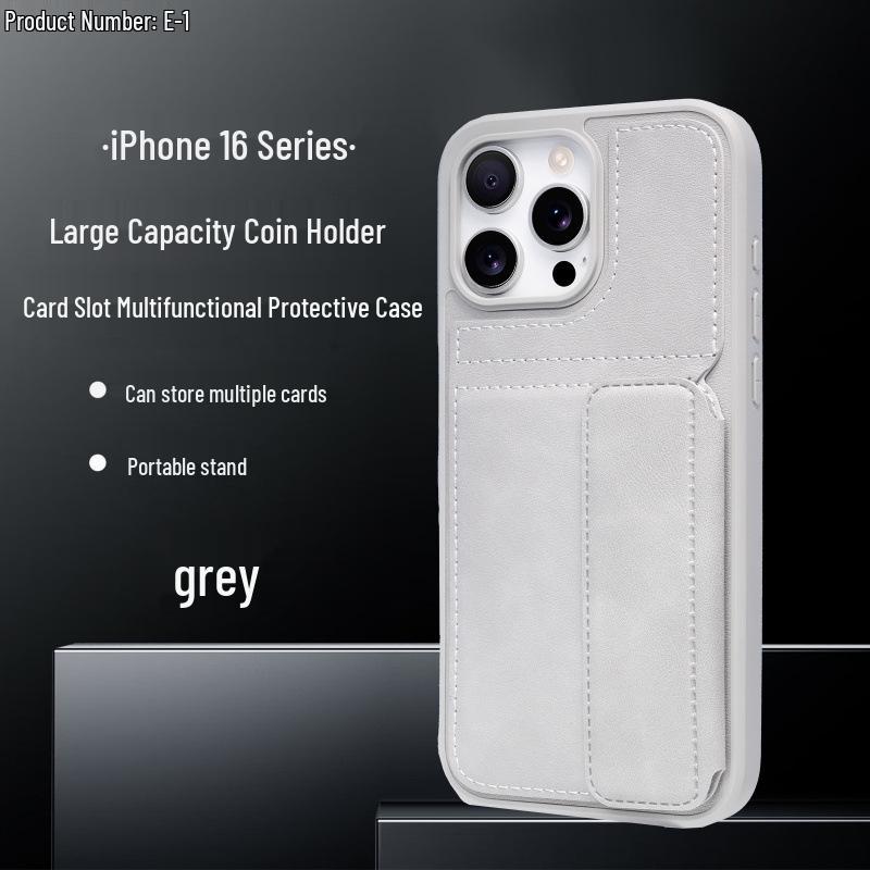 iPhone 17 Pro Max Ultra-thin Leather Case with Card Holder & Stand