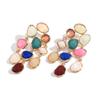 Bohemian Geometric Gem Dangle Earrings – Colorful Retro Resin Design for Women