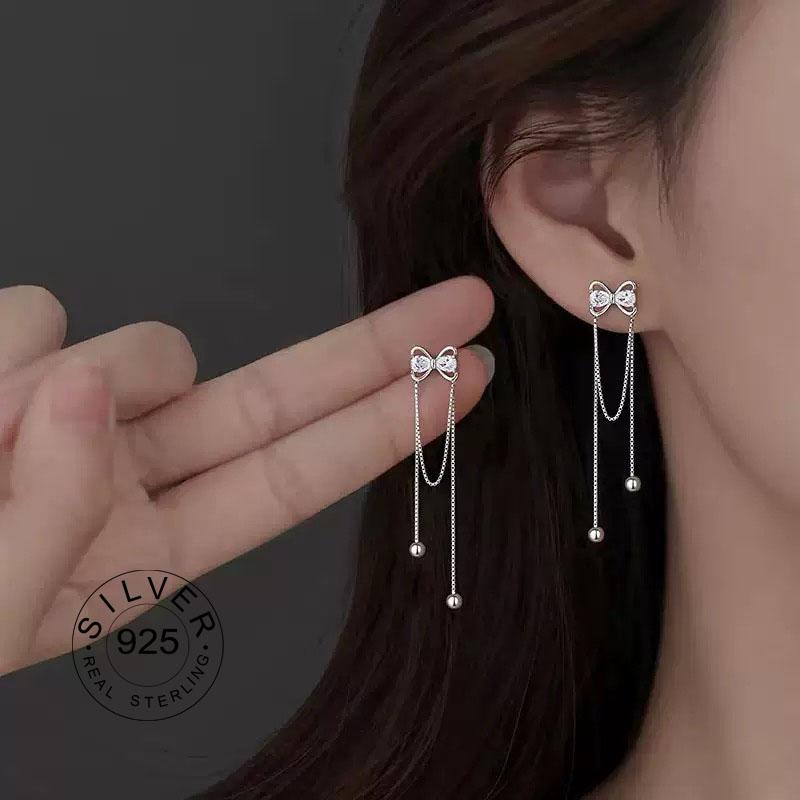 925 Silver Vintage Earrings For Women Trendy Simple Star Long Tassel Earring Jewelry Prevent Allergy Party Accessories