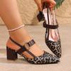 Plus Size Women's Summer Sandals: Thick Heel, Pointed Toe, Fashionable Hollow Design