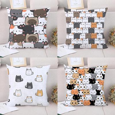 Cute Cat Pattern Decorative Pillowcase Cushion Pillowcase Bedding Decoration