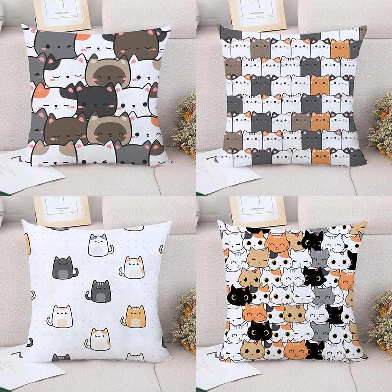 Niedliches Katzenmuster Dekorative Kissenhülle Kissenbezug Bettwäsche Dekoration