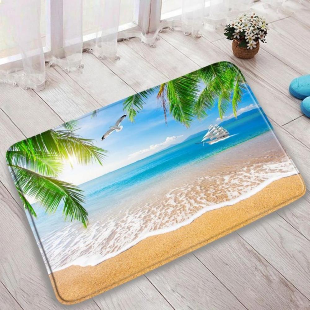 1pc Ocean Beach Landscape Door Mat NonSlip Rug Living Room Bedroom Kitchen Entrance Door Mat Inside Outside Durable