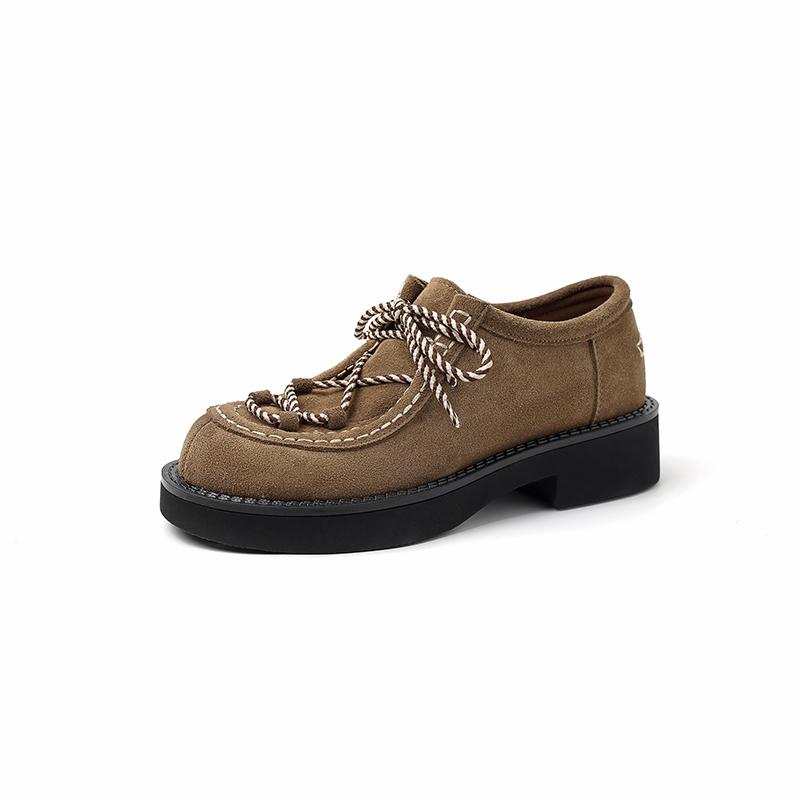 Fashion 2025 New Women Cow Suede Leather Sneakers Training Sport Shoes Contrast Casual Round Toe Cross-tied Low-heel Shoes Sneakers