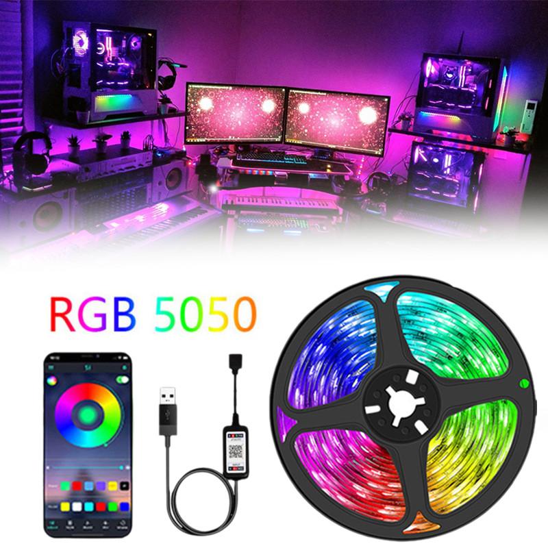 Backlights Tv Led 3m Rgb 5050 Colour Changing Strip Light Bluetooth Control Usb