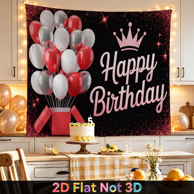Party Backdrop Birthday Balloon Red White Photo Booth Background Front Door Decor