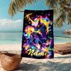 Custom Name Ultra-Soft Beach Towel with Unicorn Theme,Ideal for Pool - Camping, Diving - Perfect Travel Essential, Vibrant Beach Towel.