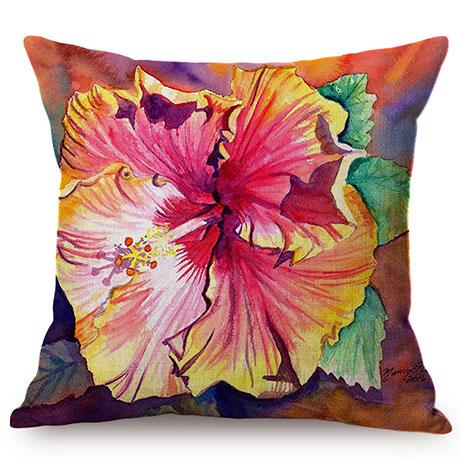 Colorful Charming Flowers Oil Painting Art Lotus Plumeria Peony Flower For Home Decor Sofa Cushion Cover Linen Throw Pillow Case