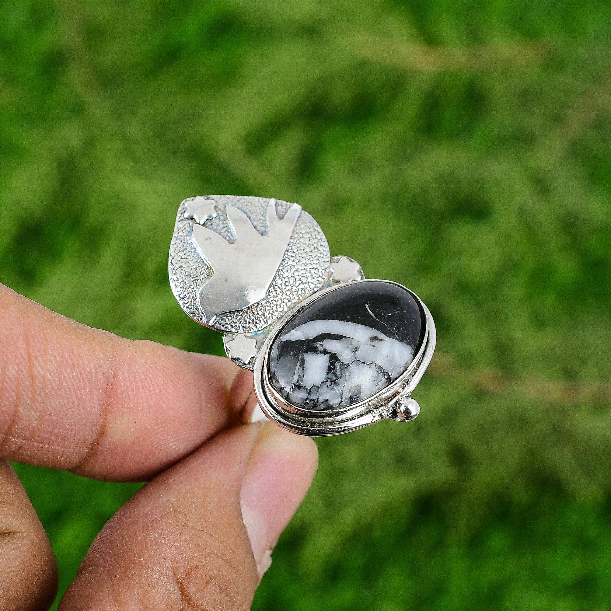 

Natural Zebra Jasper Solitaire Bird Adjustable Ring 925 Silver For Girls Adjustable