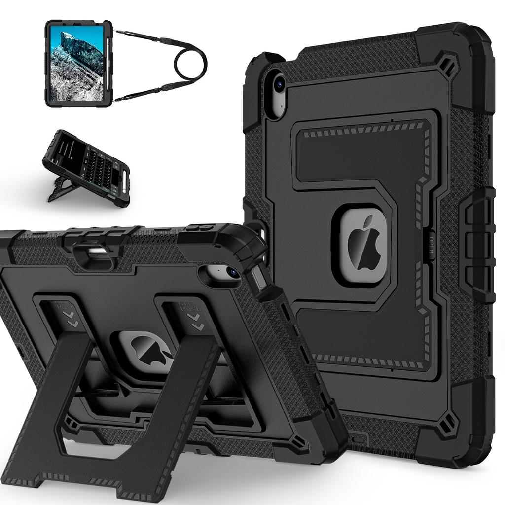 Tablet Case for iPad Air 11 (2025)/(2024)/iPad Air (2022)/(2020) Anti Drop PC + Silicone Cover with Kickstand Strap