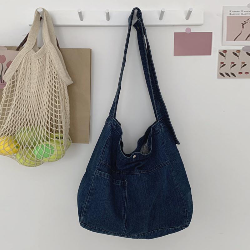 

Washed Denim Bag Large Capacity Crossbody Bag Canvas Bag Simple Shoulder Bag