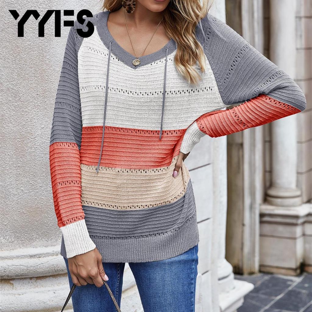 Осень/Зима 2021, свободный вязаный свитер с длинными рукавами и ...