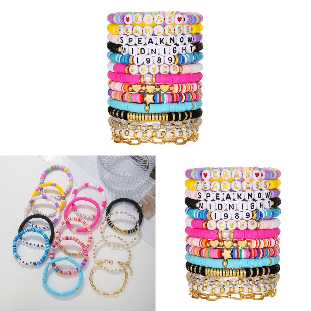 Böhmisches farbiges Tonperlenarmband mit Buchstabenanhängern für Strandreise Geschenk