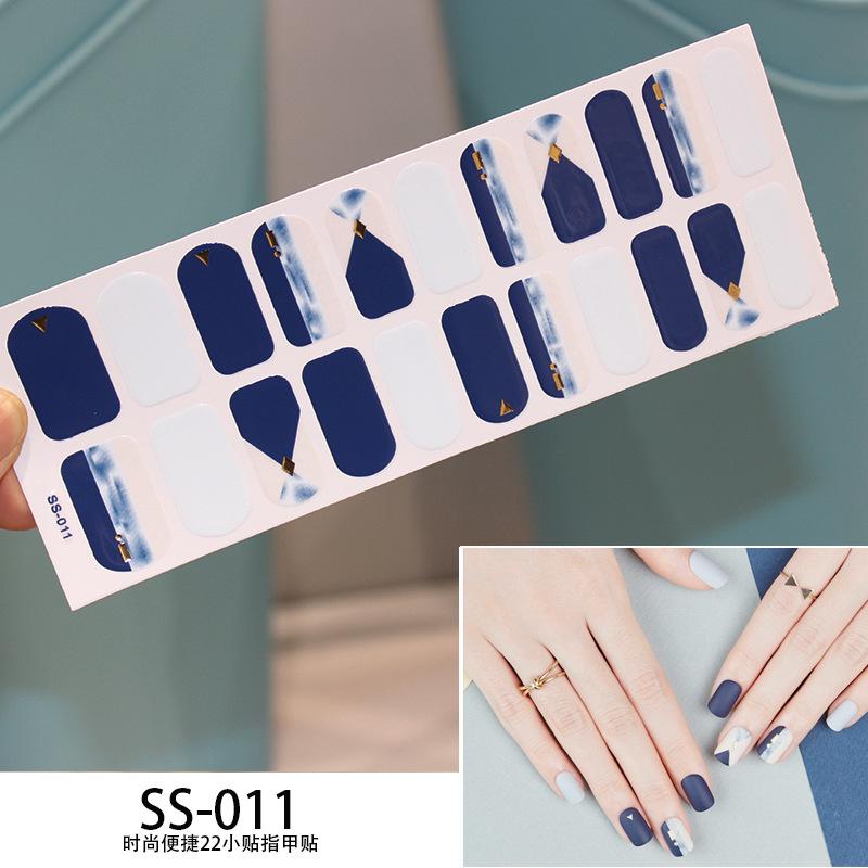 22pcs Sheet Laser Bronzing Full Cover Nail Stickers Long Lasting Tearable Cute Nail Art Wraps Design