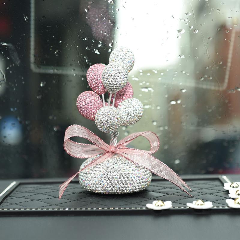 Luxury Cute Clay Inlaid with Diamonds Balloon Car Ornaments Dashboard Decoration Pendants Charms Auto Interior Accessories