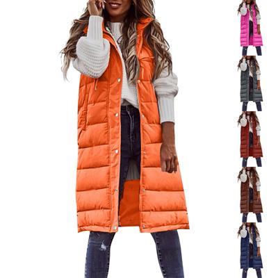 Dámská móda Jednobarevná Jednořadá bavlněná vesta Slim Fit Temperament Cardigan Bunda s kapucí