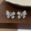 French Black Crystal Zircon Butterfly Earrings - Sweet and Stylish Versatile Studs