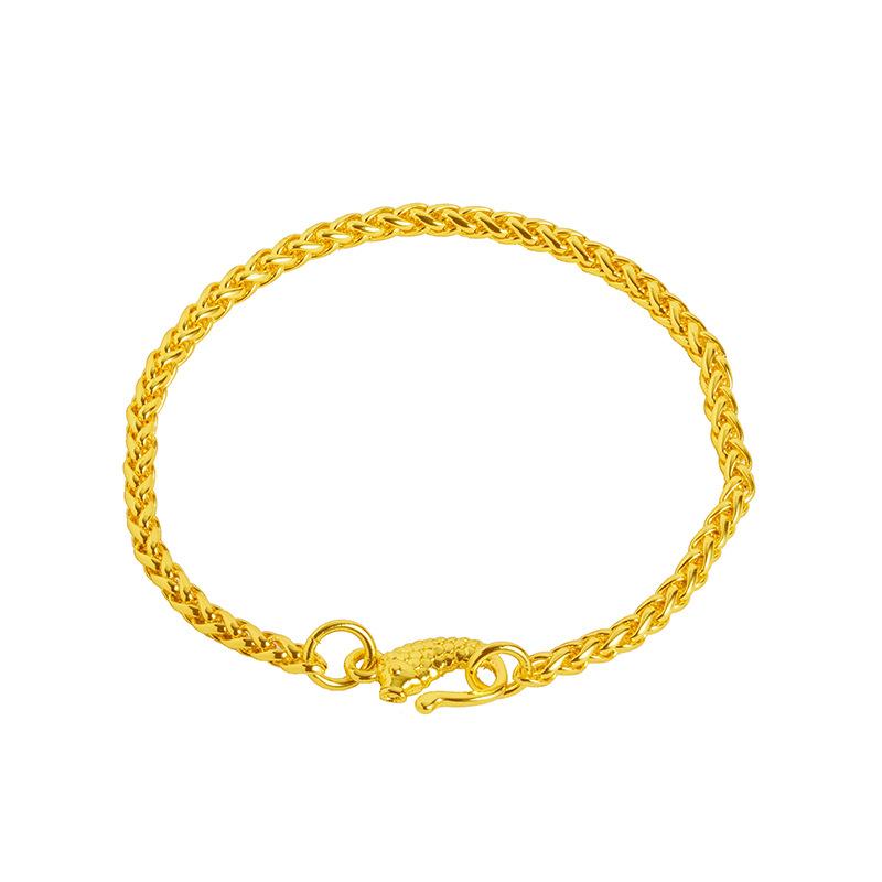 Vietnamese Gold Sand Bracelet Koi Buckle Plain Chain for Girls Chinese Retro Long-lasting Color Versatile