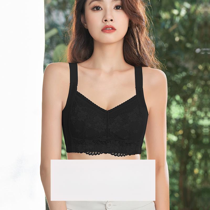 

Thin Bra for Women Full Cup Plus Size Bra for Women Gathered Bra for Women No Steel Ring Top Support Bra 34/75B чорний