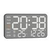 Brushed Metal Wall Clock: LED Multi-functional Electronic Alarm Clock