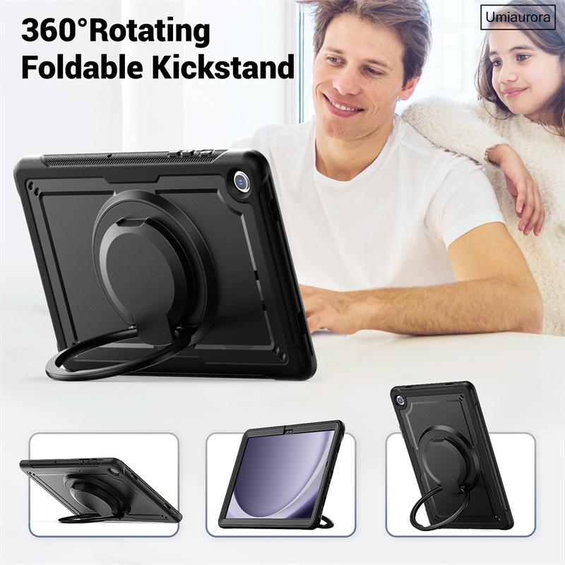 For Samsung Tab A9 8.7 SM-X110 A9+ A11+ Plus 11 Inch SM-X230 X210 X130 Pull Ring Stand Strap Tablet Case Shockproof Armor Funda