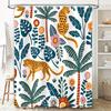 Tropical Jungle Style Shower Curtain Waterproof Anti Old Creative Pattern Design Home Decor Warm Living Easy-Clean Elevate Space
