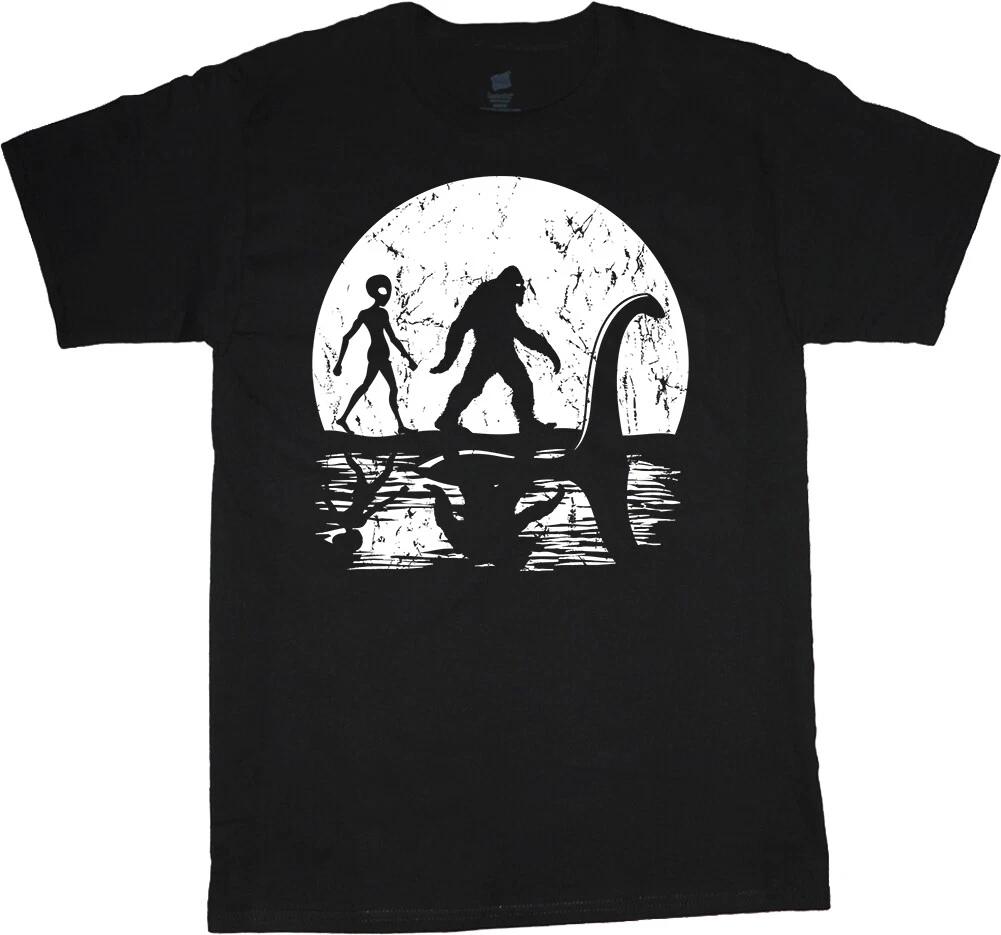 Alien Sasquatch Loch Ness Monster Funny Bigfoot T-shirt Mens L