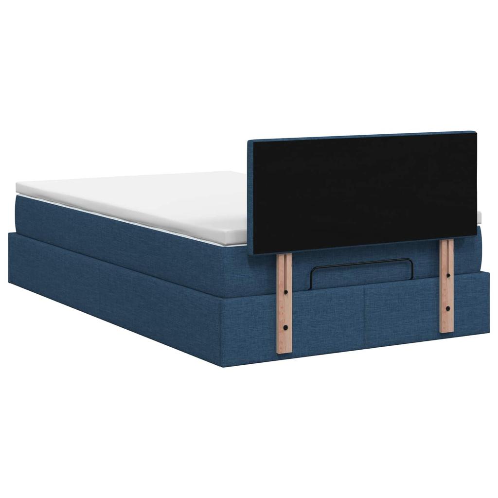 Ottoman Bed with Mattress and Headboard Blue 120 X 200 Cm Fabric