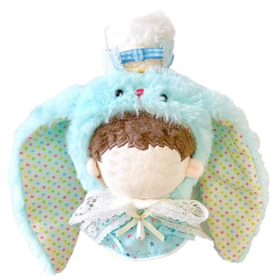 Flauschige Kaninchen Kigurumi Mütze für Plüschtiere (10 cm), Blau, [Gebraucht]