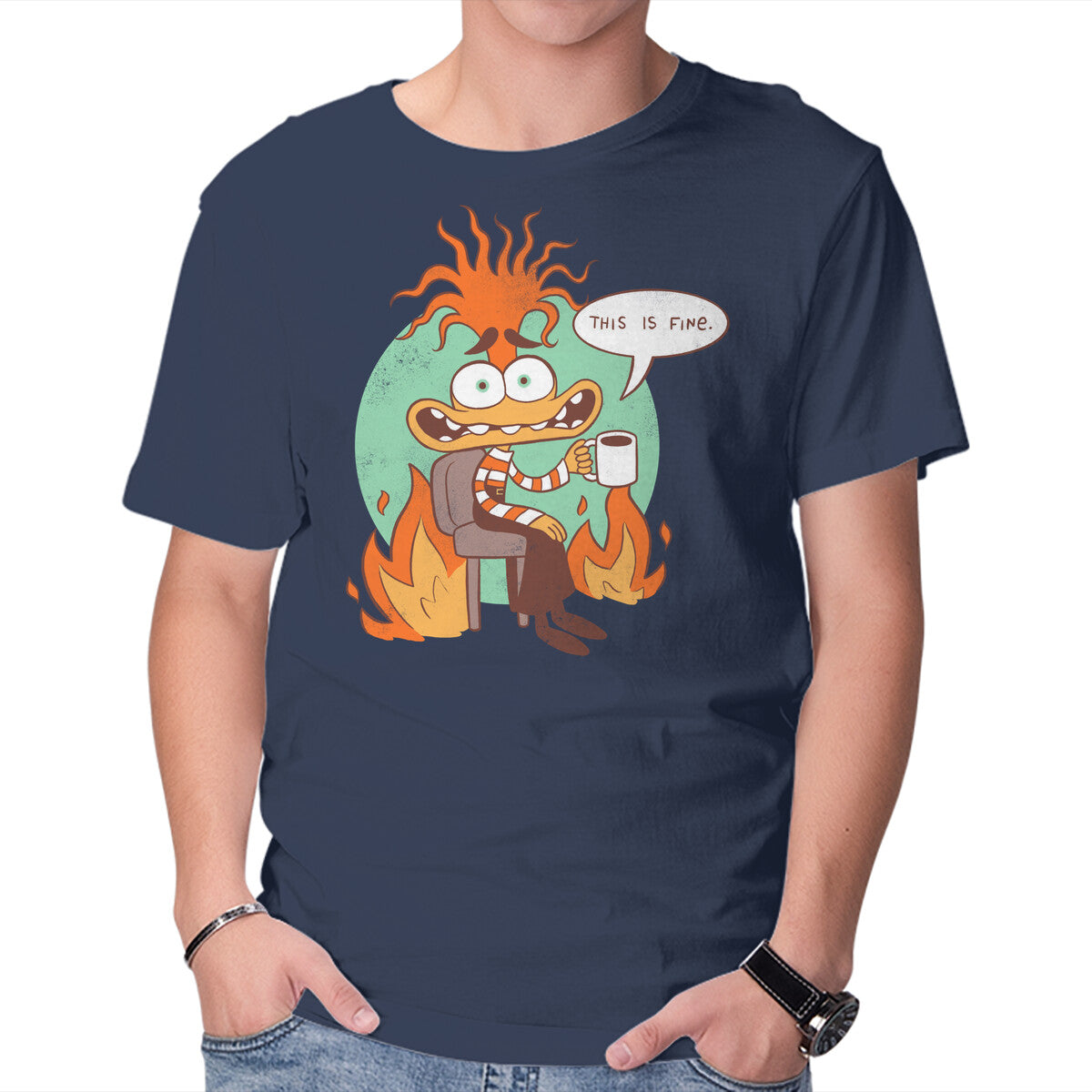 Unisex Crew Neck T-Shirt Anxiety Is Fine Graphic Short Sleeve Casual Tee XXL