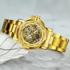 WINNER Elegant Ladies Watches Top Brand Luxury Iced Out Skeleton Automatic Mechanical Watch for Women Stainless Steel Strap New