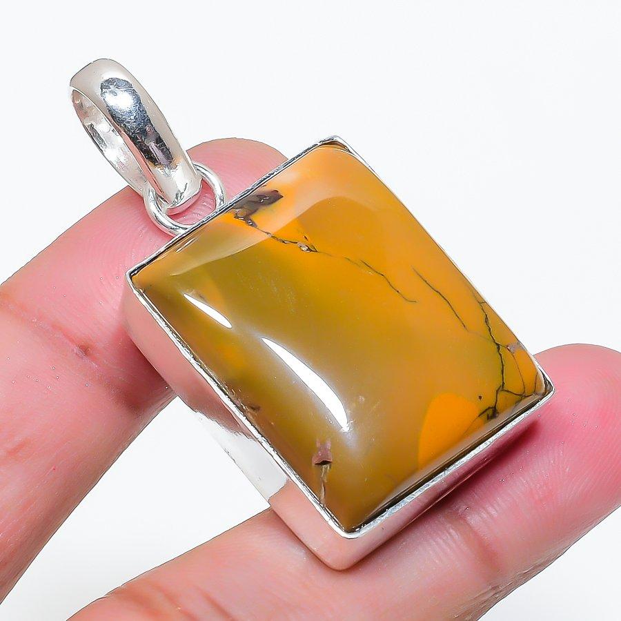 Natural Mookaite Gemstone 925 Sterling Silver Jewelry Pendant 1.81" AP-16281