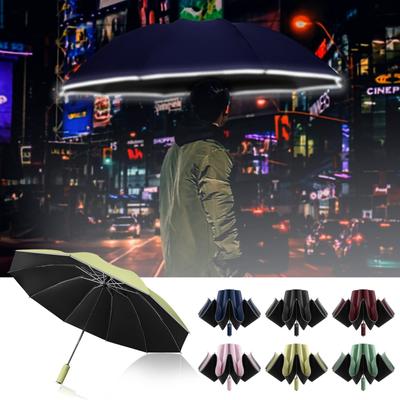 Guarda-chuva automático anti-UV dobrável reverso à prova de vento com tiras reflexivas