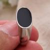 New Arrival Elegant Ellipse Black Spot Glaze Thai Silver Ladies Open Rings For Women New Year Gift