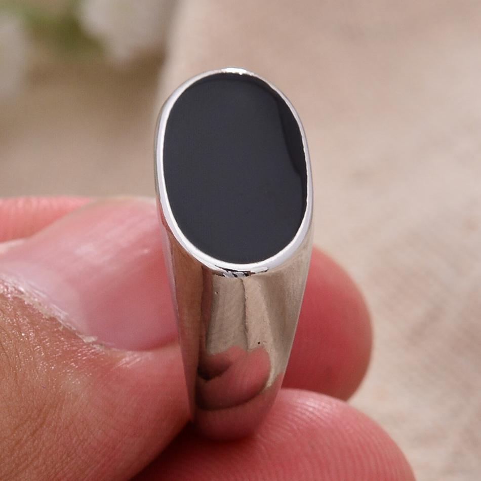 New Arrival Elegant Ellipse Black Spot Glaze Thai Silver Ladies Open Rings For Women New Year Gift
