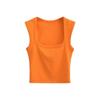 Women's Square Neck Sleeveless Crop Tank Top Slim Fit Solid Basic Camisole Shirt