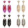 Elegant Feather Drop Earrings With Crystal Waterfall For Formal Events Women