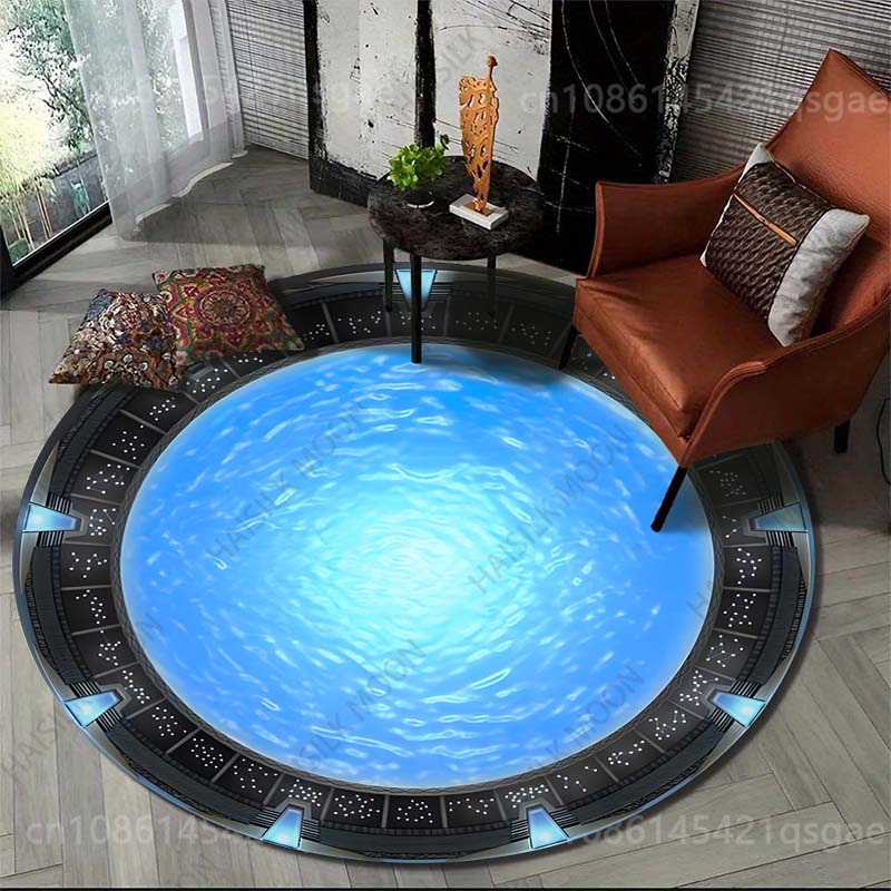 New Hot-Selling Arrivals Interstellar Stargate Print Round Carpet for Living Room Bedroom, Sofa Table, Home Area Rug, Great Gift