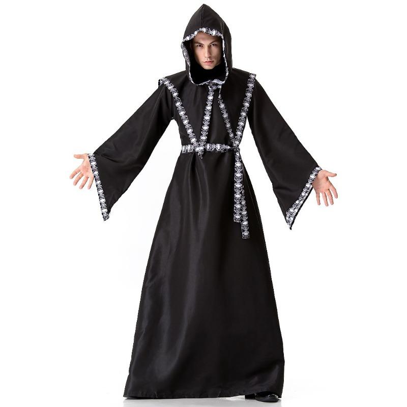 Halloween Adult Costume Wizard Skull Robe Stage Performance Costume